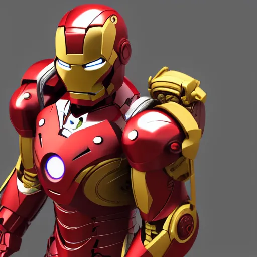 Image similar to majoras mask as an iron man suit, intricate, hyper detailed, realistic, cinematic lighting, ultrarealistic raytracing, vray, 5 5 mm