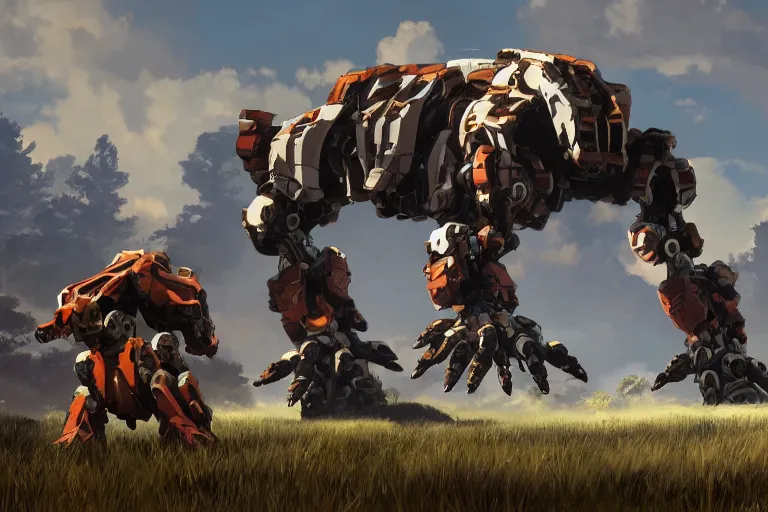 Image similar to shell - walker machine mecha animal beast robot of horizon forbidden west horizon zero dawn bioluminiscence global illumination ray tracing hdr fanart arstation by sung choi and eric pfeiffer and gabriel garza and casper konefal