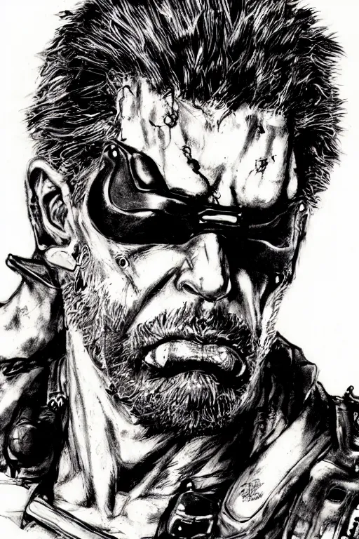 Prompt: portrait of punished duke nukem, concept art by yoji shinkawa, felt tip pen