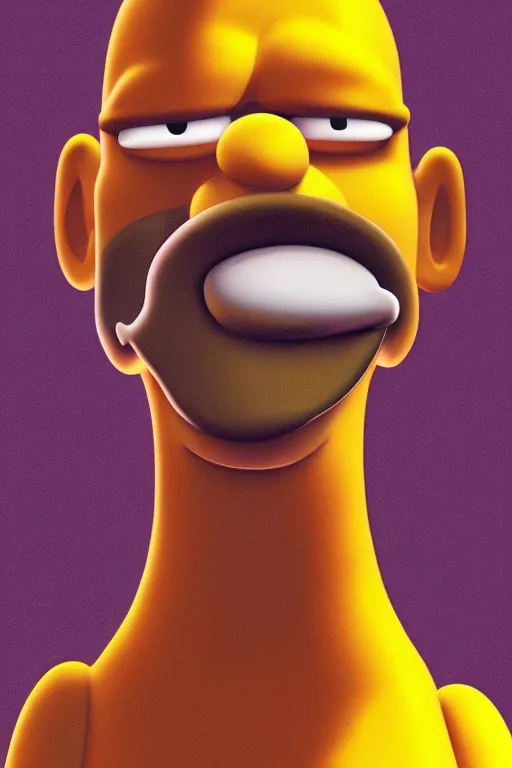 Image similar to homer simpson glowing, beautiful, highly detailed, digital art, sharp focus, trending on art station