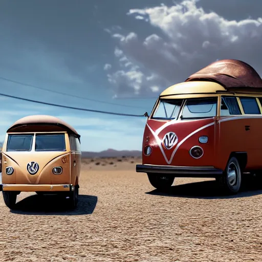 Prompt: a man wearing a cowboy hat leaning on a volkswagen camper on a paved desert highway, digital painting, masterpiece, digital art, octane render, unreal engine 5, trending on deviantart, highly detailed, high quality, 4 k, realistic and detailed face, cinematic, high coherence, soft lighting, path traced, elegant,