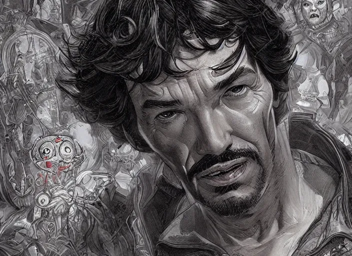 Image similar to a highly detailed horror portrait of stephen strange, james gurney, james jean