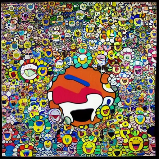 Image similar to things hidden inside my head by takashi murakami and keith haring, empty green canvas, superflat, pop culture, colorful, hyper detailed