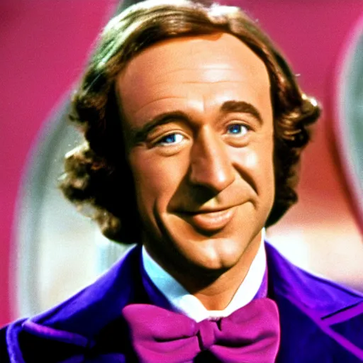 Prompt: a frame from the 1 9 7 1 movie willy wonka and the chocolate factory, starring tim allen, portrait, in focus, smiling