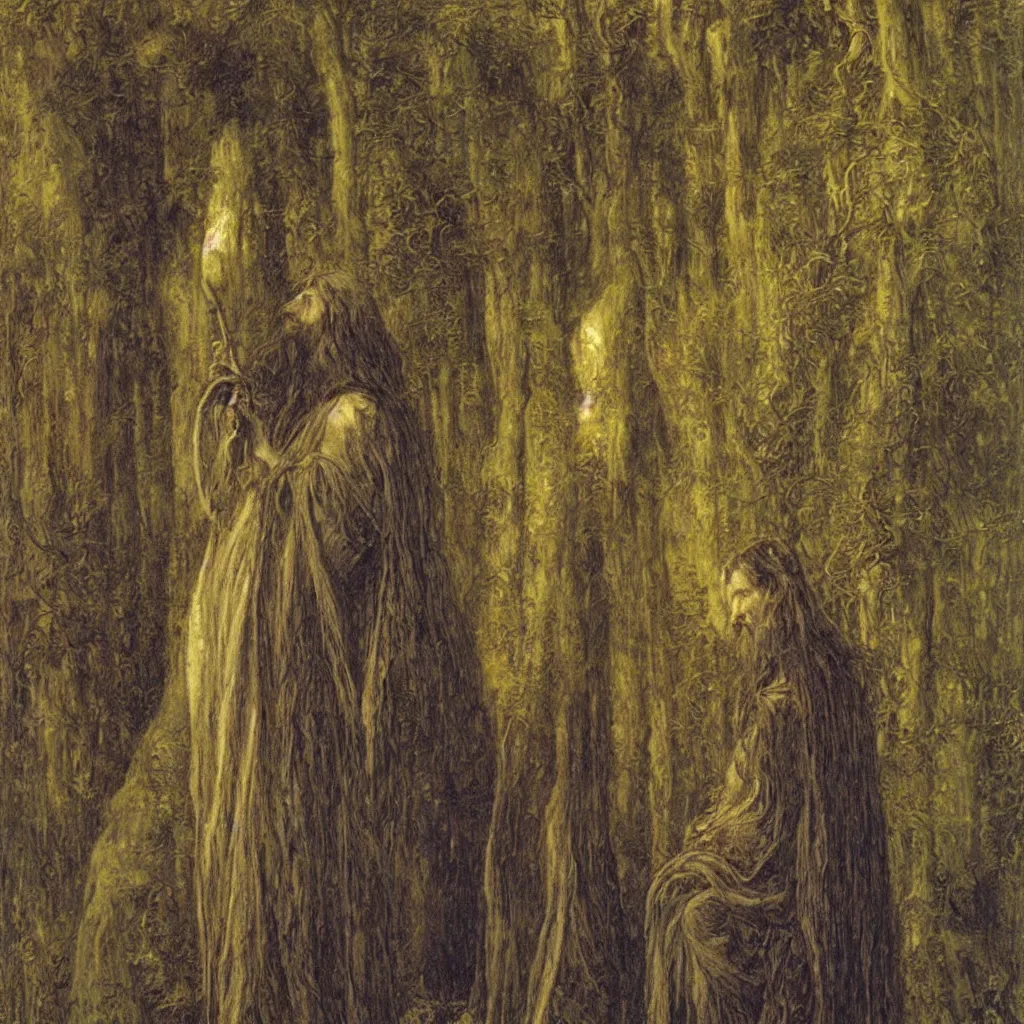 Image similar to Portrait of a druid, by Jean Delville