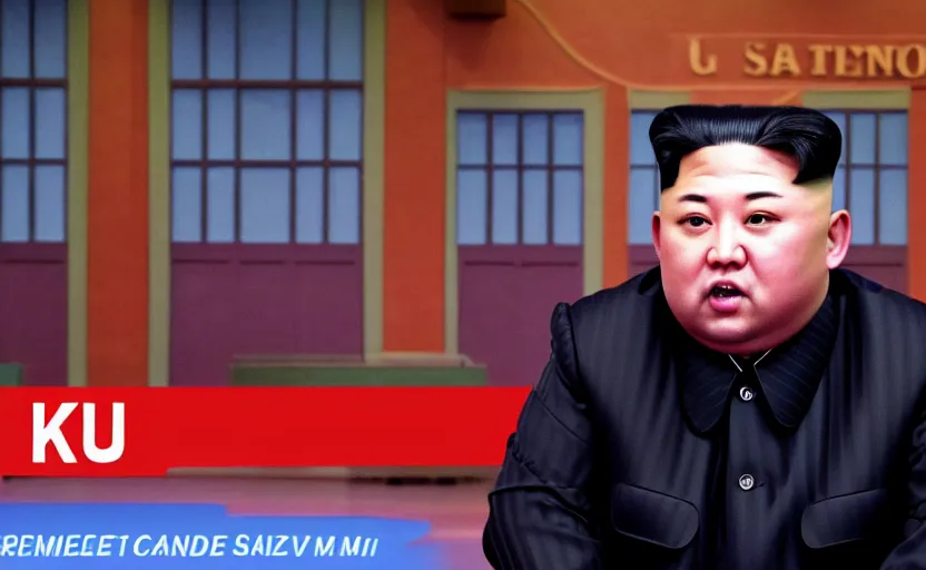 Image similar to kim jong - un snl monologue, volumetric lighting, 8 k resolution