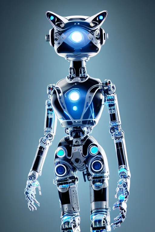 Prompt: detailed photo of the half - cybernetic robocat, symmetry, awesome exposition, very detailed, highly accurate, intricate, professional lighting diffracted lightrays, 8 k, sense of awe, science magazine cover