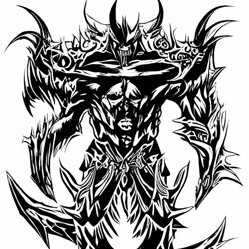 Image similar to tattoo sketch of a demon from game heroes 3 in old school style, vector,