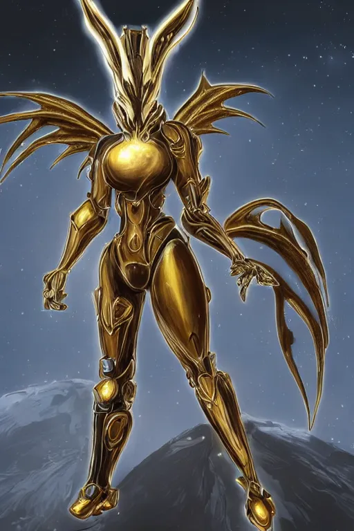 Image similar to intricate high detail elegant beautiful stunning quality cosmic huge goddess giantess hot female warframe anthro mecha female dragon, gold body, sleek metal ears, sleek eyes, smooth blue skin, sleek gold armor, bigger than galaxy, epic proportions, epic scale, epic size, warframe destiny art, furry, dragon art, goddess, giantess, furaffinity, octane