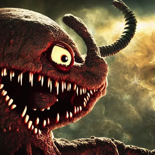 Image similar to eldritch horror bloody garfield in space, hd, 8 k, giant, epic, realistic photo, unreal engine, stars, prophecy, powerful, cinematic lighting, destroyed planet, debris, violent, sinister, ray tracing, dynamic, epic composition, dark, horrific, teeth, grotesque, monochrome drawing, hellscape