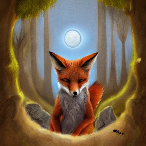 Image similar to A fox and his house, art by Marco Bucci, art station