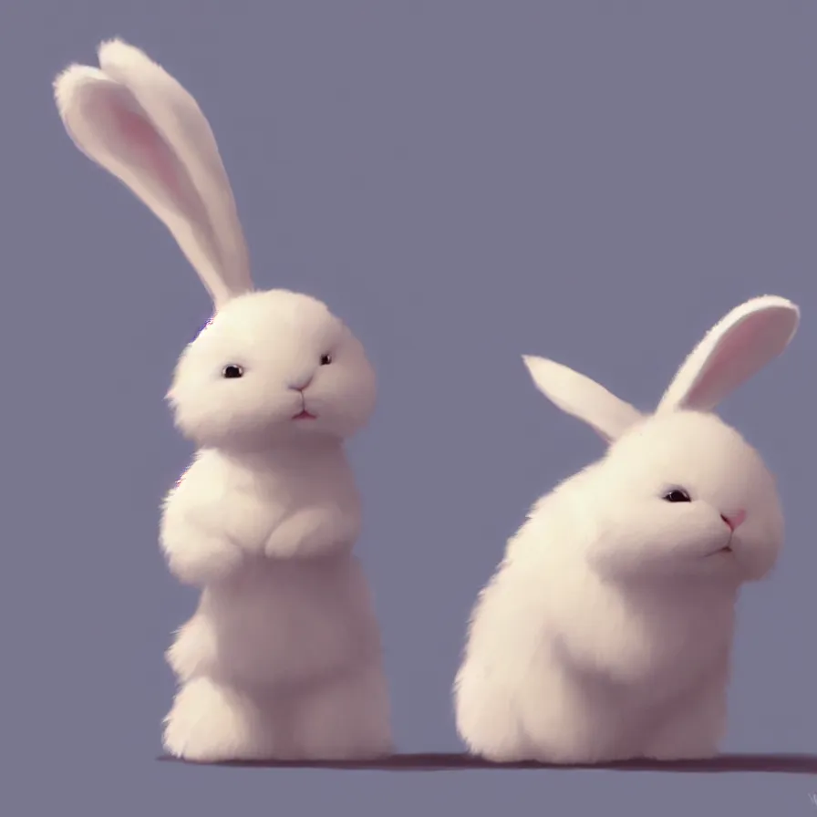 Prompt: Goro Fujita illustrating a lovely white fluffy bunny, with big ears on a plain background, art by Goro Fujita, sharp focus, highly detailed, ArtStation