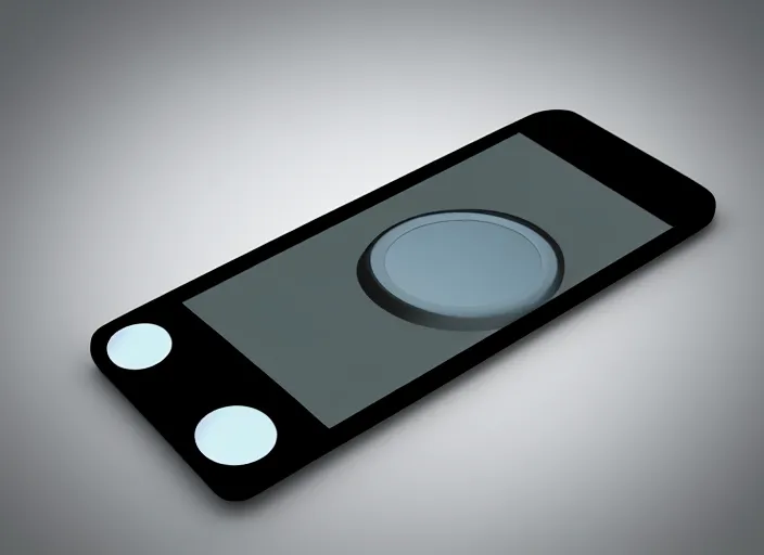 Image similar to futuristic smart phone designed by Dieter Rams, front view, cad photoshop concept, digital art, illustration