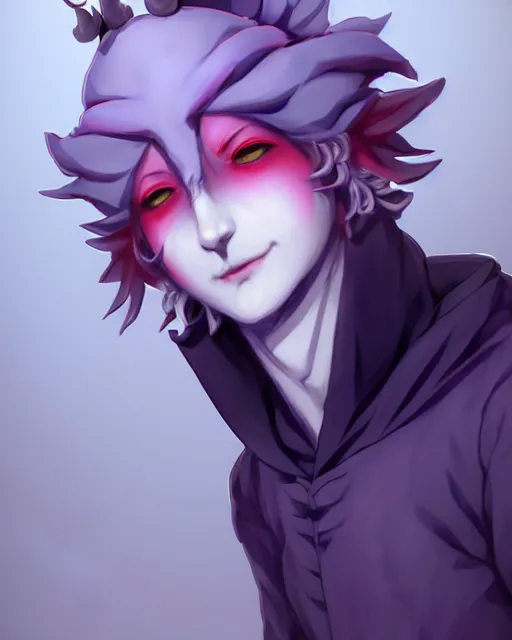 Image similar to extremely attractive soft feminine male as a jester anime character screenshot, nagito komaeda and hisoka jester, anime feminine male fool, intricate, sharp focus, illustration, highly detailed, digital painting, cell shaded, concept art, matte, art by ilya kuvshinov and kyoto animation and wlop, ruan jia, greg rutkowski, studio quality