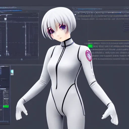 Prompt: beautiful image of a human like anime android in a thight plugsuit, high quality, highly detailed, 4 k, drawn by wwpgi, trending on artstation, digital art, rendered in unity 3 d