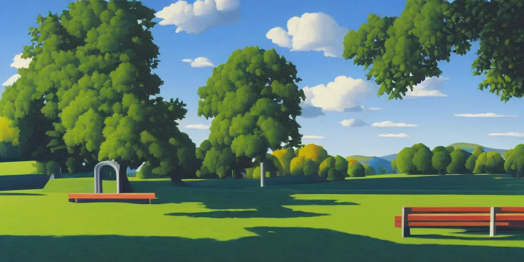 Image similar to the bench, blue sky, summer evening, kenton nelson