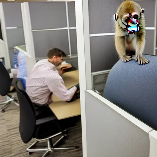 Image similar to monkeys as employees in the cubical offices