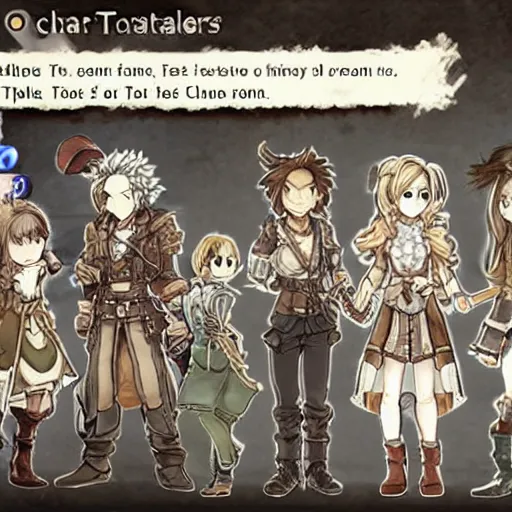 Image similar to Octopath Traveler Characters spreadsheet