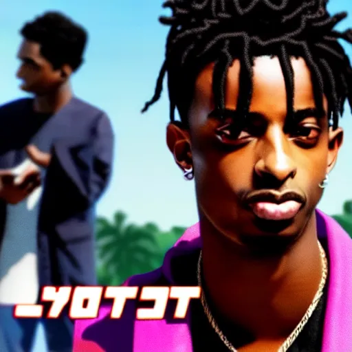 Image similar to playboi carti in the style of a gta loading screen