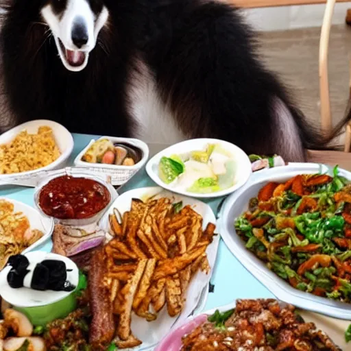 Prompt: Borzoi Mukbang