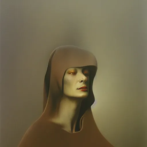 Prompt: wealthy woman by Zdzisław Beksiński, oil on canvas