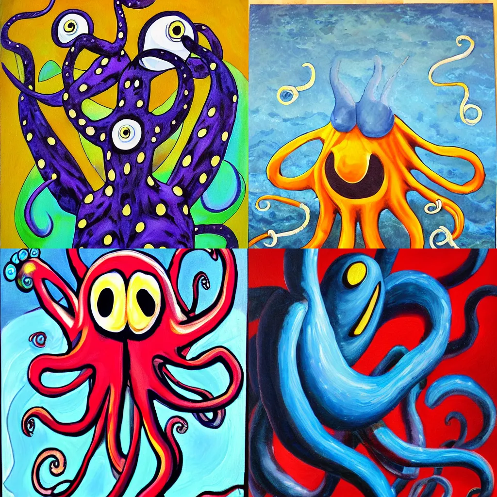 Prompt: magic octopus man, painting