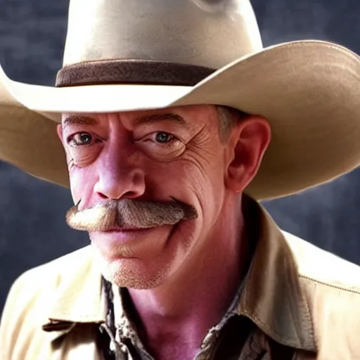 Image similar to j. k. simmons!!!! as a cowboy with a moustache