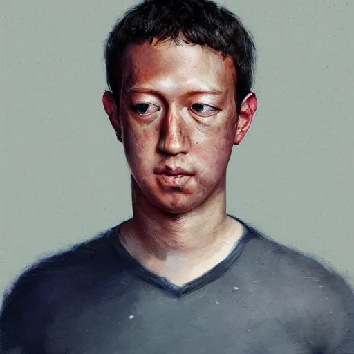 Image similar to hyper realistic, portrait of asian : : 2 mark zuckerberg, epicanthal fold, painted by greg rutkowski,