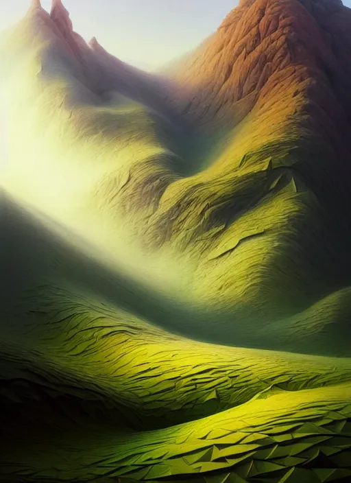 Prompt: a hyper - detailed 3 d render like a oil painting of spring in the low - poly hills, surrealism!!!!! surreal concept art, lifelike, photorealistic, digital painting, aesthetic, smooth, sharp focus, artstation hd, by greg rutkowski, chris tulloch mccabe, valentina remenar,, krenz cushart and asher duran,