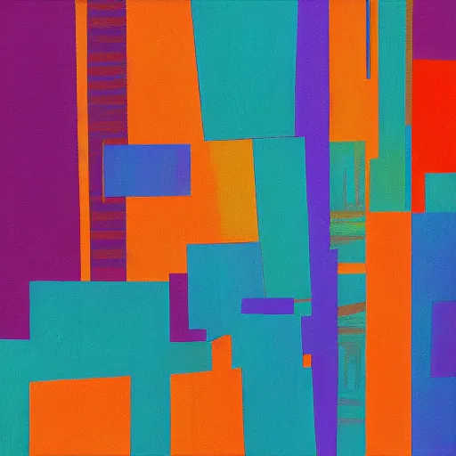 Prompt: an abstract pattern painting of los angeles city streets