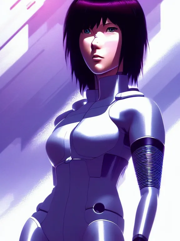 Image similar to a fullbody portrait of motoko kusanagi ghost in the shell, finely detailed features : : gits sac twenty forty five netflix : : by ilya kuvshinov, rossdraws, artgerm, sola digital arts, production ig, anti aliasing, raytracing : :