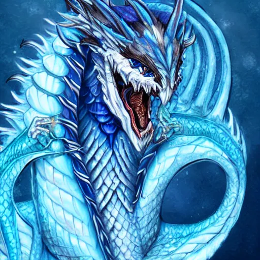 Prompt: art of a anthropomorphic blue dragon with icy scales highly detailed artwork, furry art, Falvie, furaffinity, DeviantArt, trending on artstation
