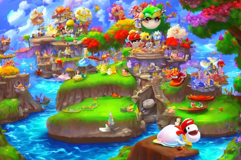 Image similar to painting acrylic wonderland yoshi kurbi dofus 3 d real