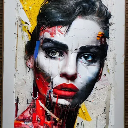 Prompt: mixed media portrait by Chevrier