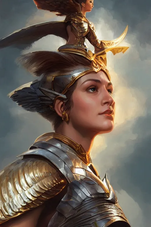 Image similar to amazon valkyrie athena, d & d, fantasy, portrait, highly detailed, headshot, digital painting, trending on artstation, concept art, sharp focus, illustration, art by artgerm and greg rutkowski and magali villeneuve