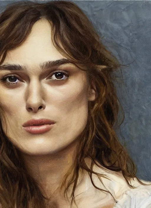 Prompt: Keira Knightley, painted by Lucian Freud, highly detailed, 8k