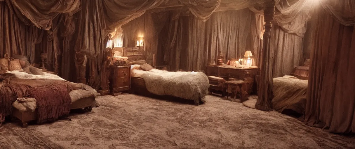 Image similar to movie still 4 k uhd 3 5 mm film color photograph of an sansa stark bedroom in winterfell