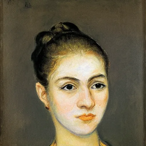 Prompt: portrait of blonde katerina udut, with small mole near lips on the left side of the face, in style of claude monet