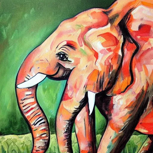 Prompt: a beautiful painting of a elephant playing grindcore