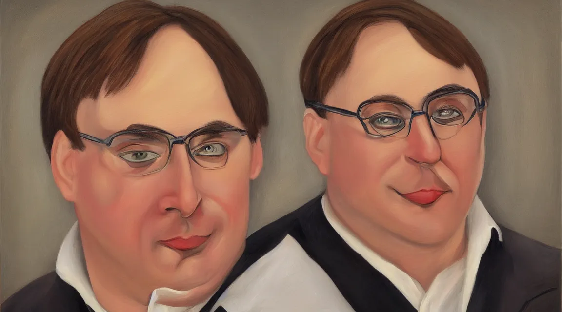 Image similar to portrait of Linus Torvalds painted by fernando botero