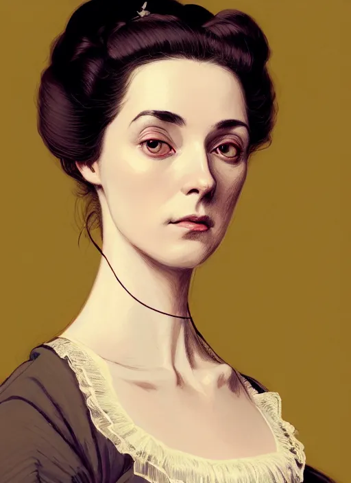 Prompt: a portrait of a woman with a crooked nose in victorian clothing, confident pose, intricate, elegant, sharp focus, illustration, highly detailed, concept art, matte, trending on artstation, anime, art by james jean and artgerm and brian despain and alberto mielgo, greg rutkowski, wlop, ilya kuvshinov, strong strokes