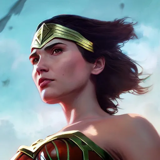 Image similar to highly detailed portrait, wonder woman, in gta v, stephen bliss, unreal engine, fantasy art by greg rutkowski, loish, rhads, ferdinand knab, makoto shinkai and lois van baarle, ilya kuvshinov, rossdraws, tom bagshaw, global illumination, radiant light, detailed and intricate environment