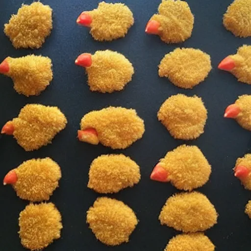 Prompt: chicken nuggets in the shape of donald trump