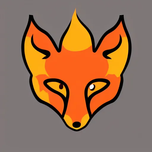 Image similar to a vector logo of a burning fox with flames style