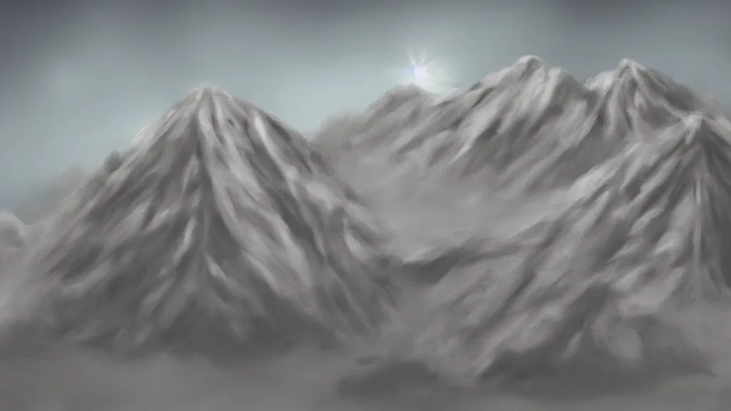 Image similar to digital painting of a mountain made out of pillows, realistic, warm lighting