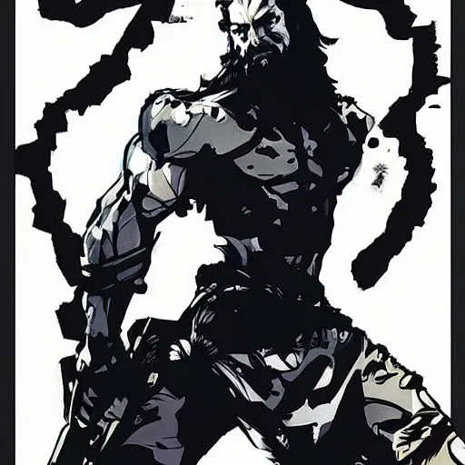 Image similar to portrait jesus in a jojo pose, game poster by yoji shinkawa