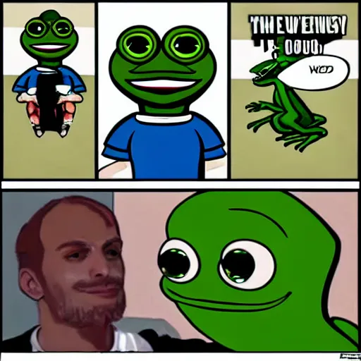 Pepe the frog as a chad meme, hyperrealistic, 8k, Stable Diffusion