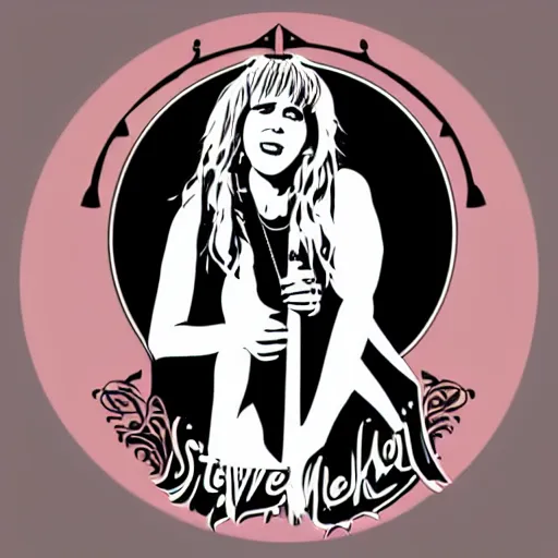 Image similar to stevie nicks playing guitar and singing, sticker - art, svg vector, adobe - illustrator