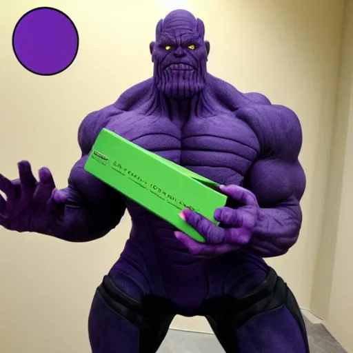 Image similar to thanos stealing someones package,