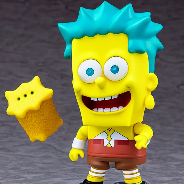 Image similar to spongebob bart simpson, an anime nendoroid of spongebob as bart simpson, figurine, detailed product photo